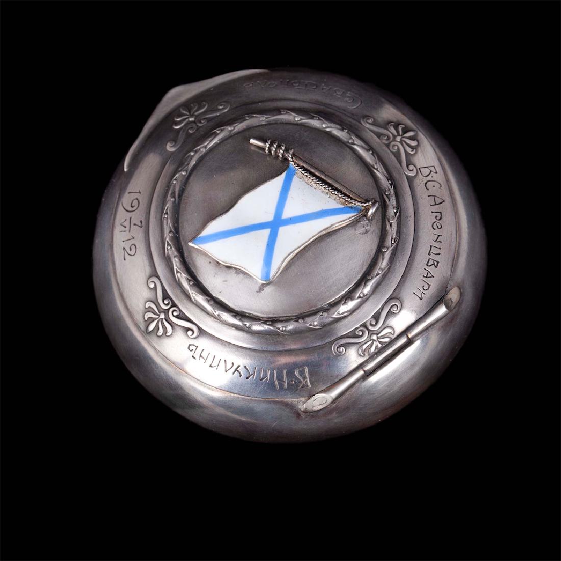 Russian silver snuff box with St Andrew flag — image 5