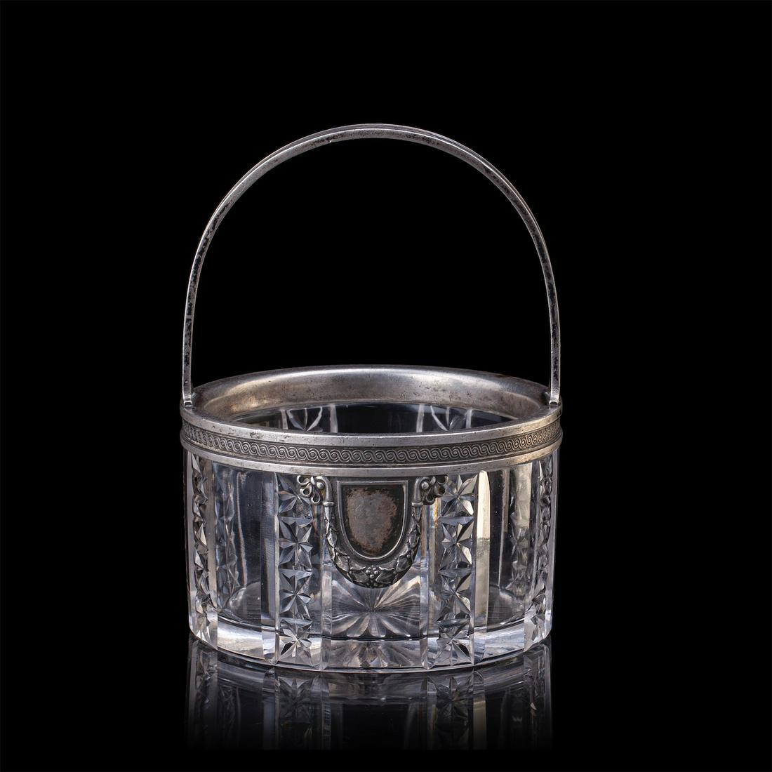 A Faberge silver and crystal candy bowl — image 1