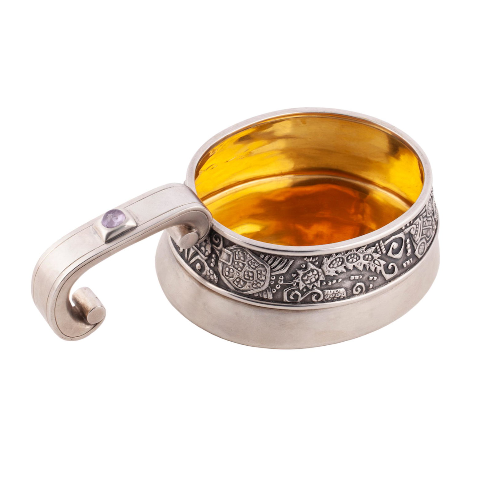 An unusual Faberge silver-gilt and gem-set kovsh — image 2