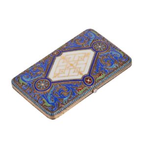 Russian silver-gilt enamel cigarette case — image 1