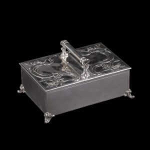 Rare silver-gilt double lid cigar box by Faberge — image 1