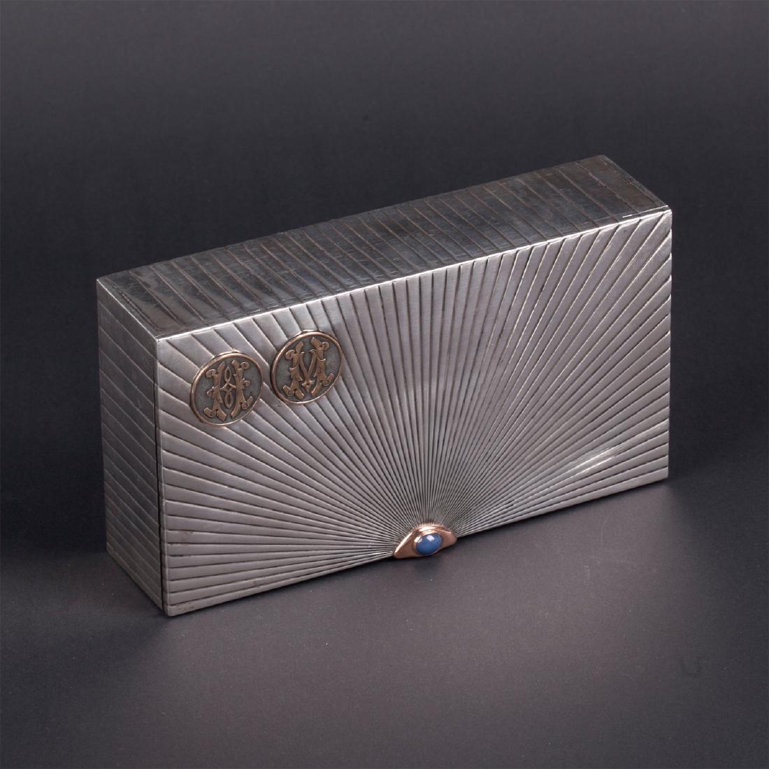 Russian cast silver-gilt and gem-set cigar box — image 3