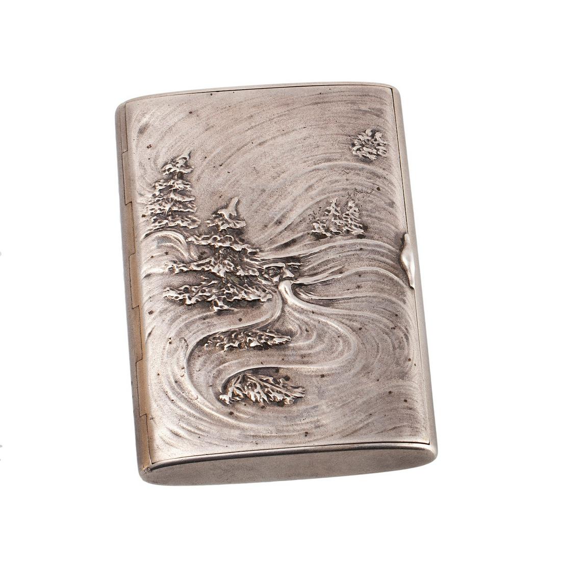 An elegant Faberge silver-gilt cigarette case — image 1