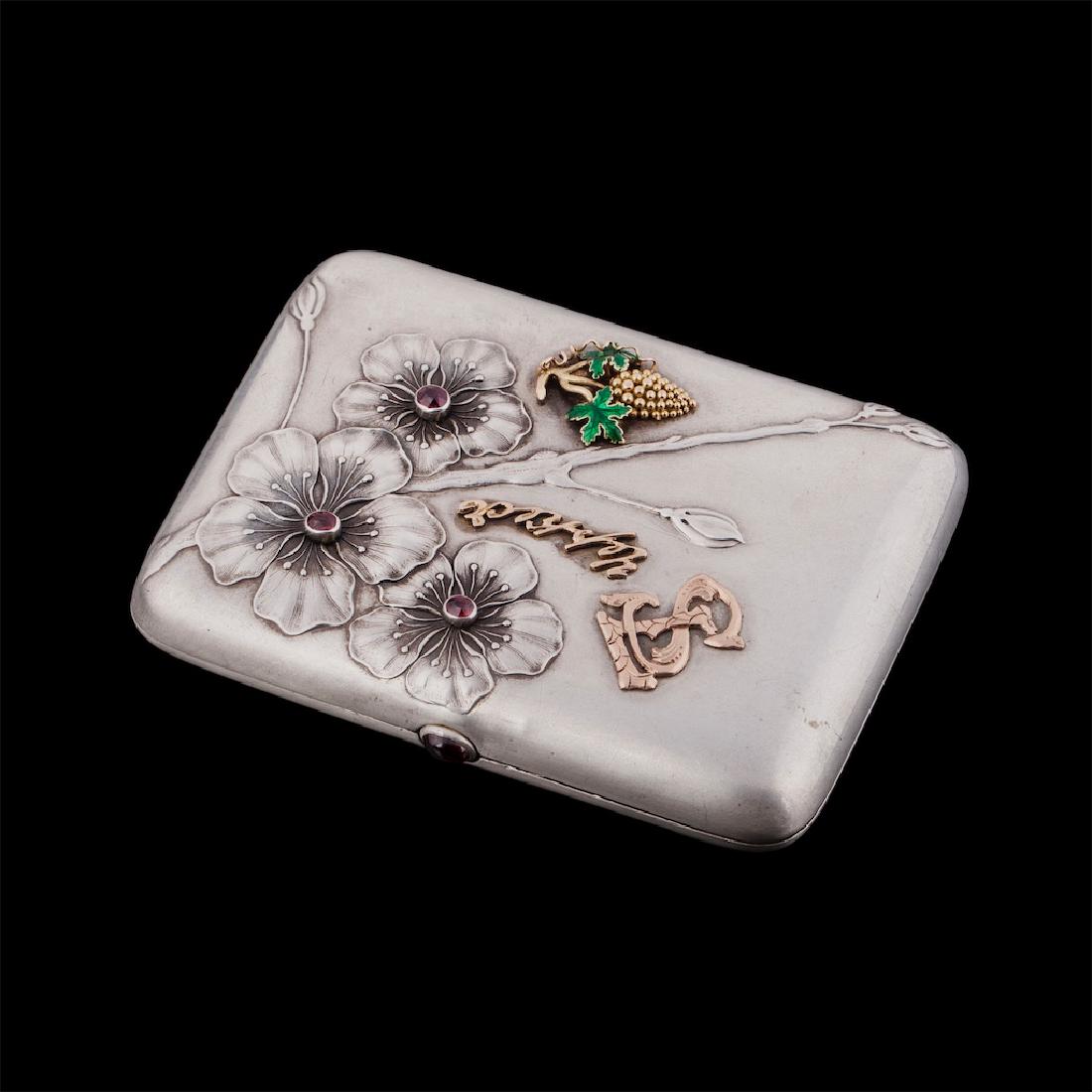 Elegant Faberge silver cigarette case — image 1