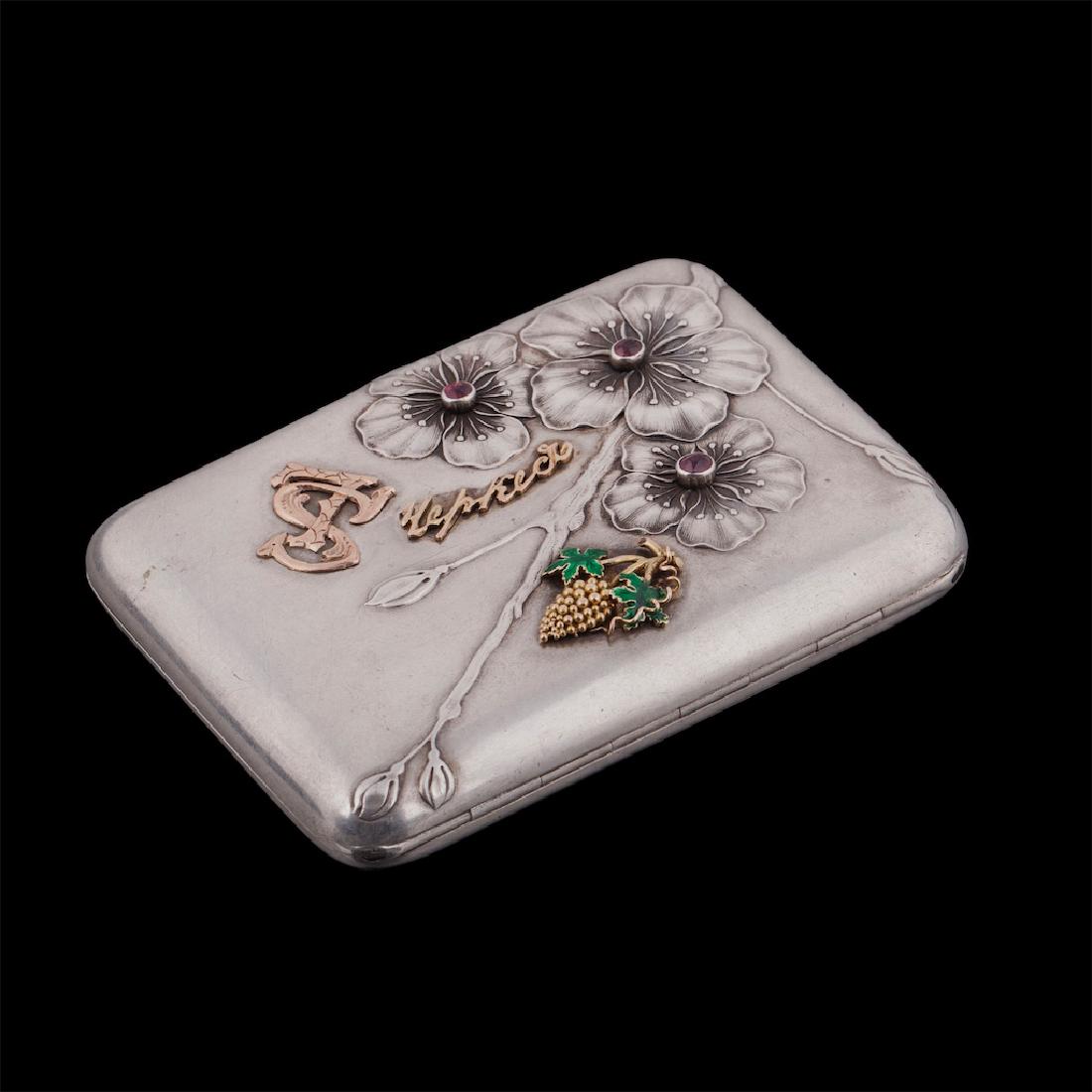 Elegant Faberge silver cigarette case — image 2