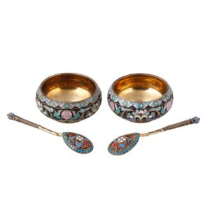 A pair of Ovchinnikov Russian salt cellars — image 1
