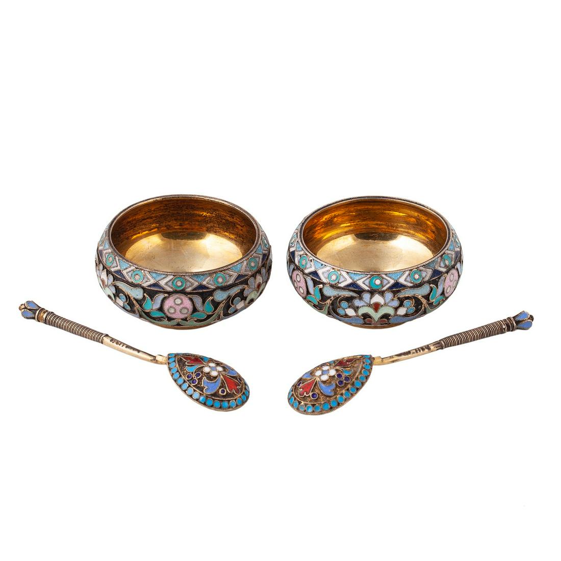 A pair of Ovchinnikov Russian salt cellars — image 1