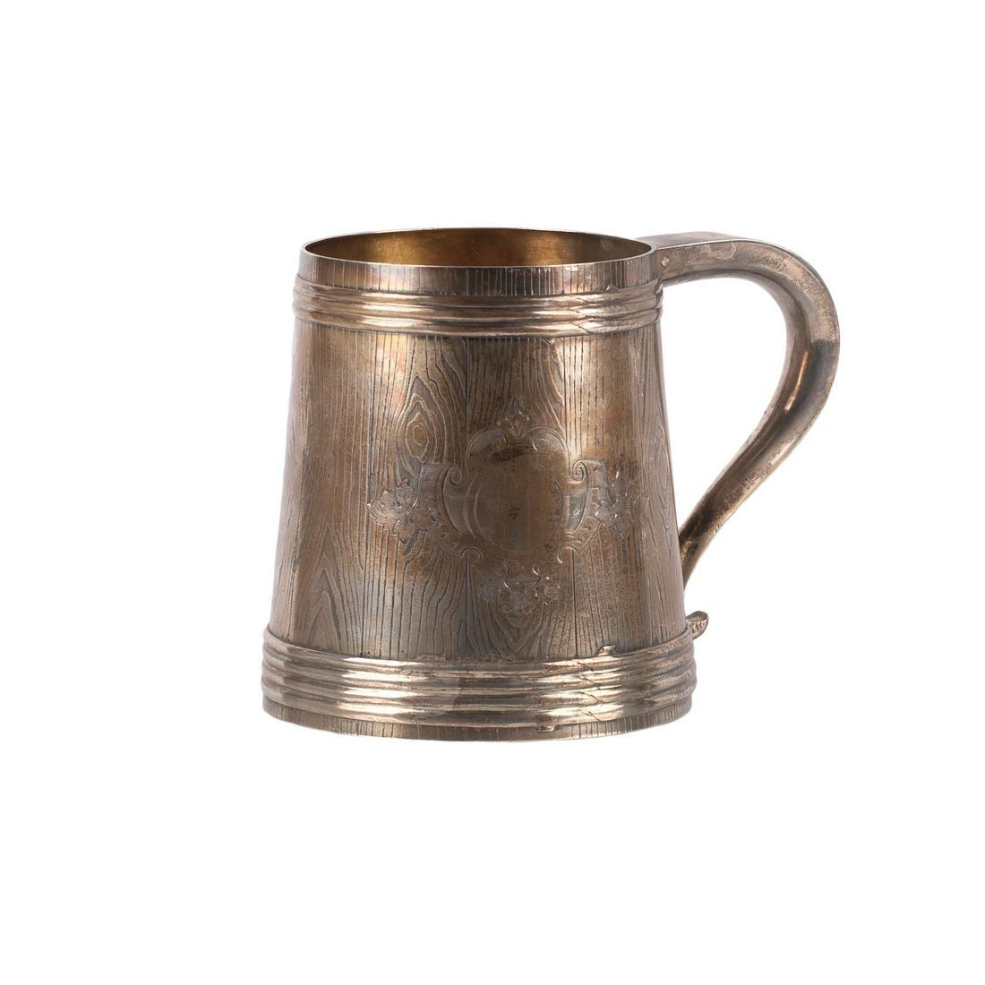 Massive Russian silver trompe l'oeil tankard — image 1