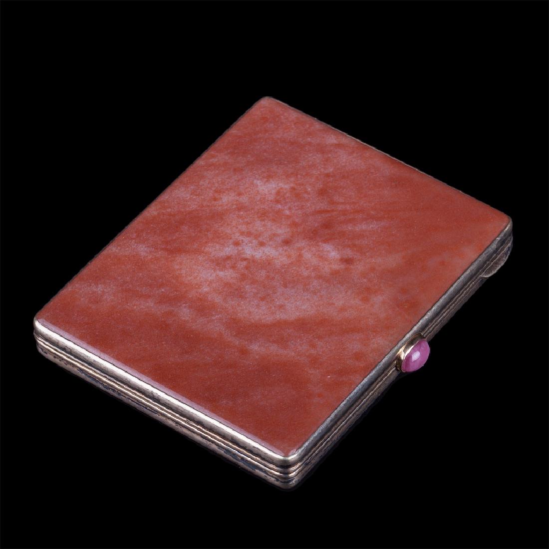 Soviet silver-gilt and quartzite cigarette case — image 1