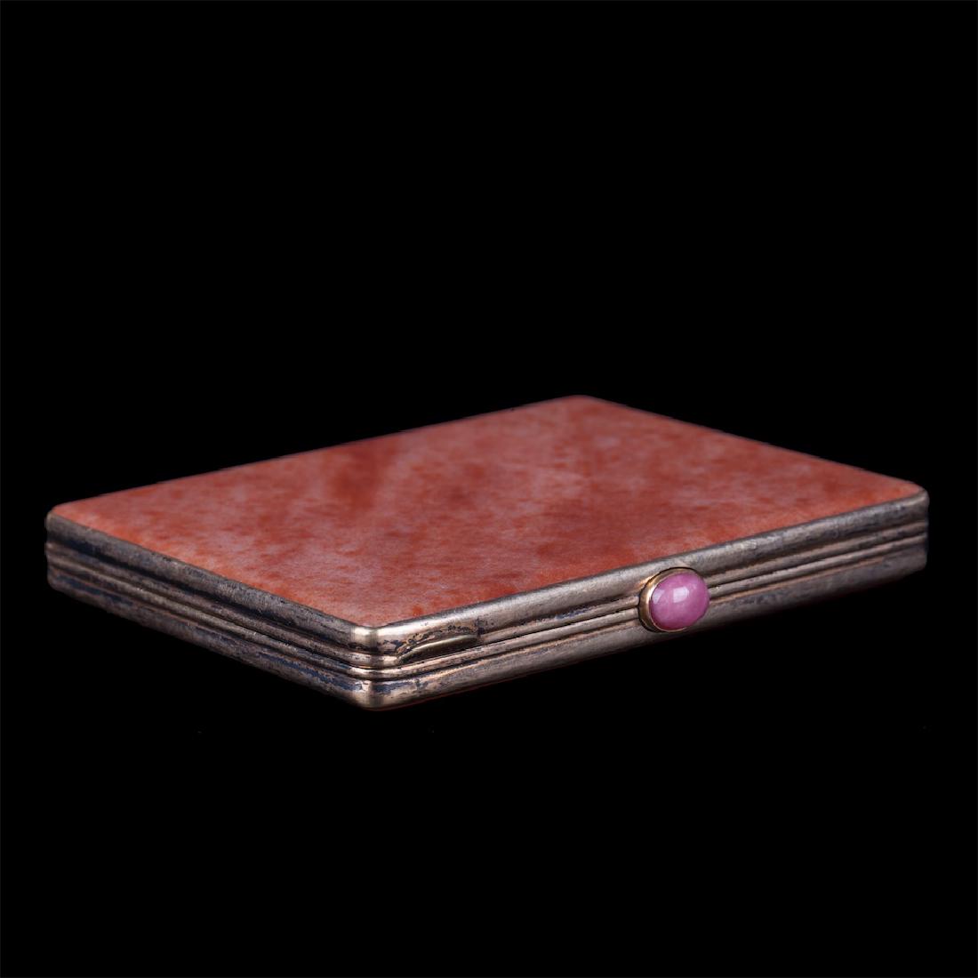Soviet silver-gilt and quartzite cigarette case — image 3