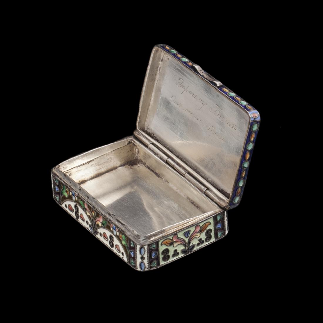 Russian silver and cloisonne enamel snuff box — image 2