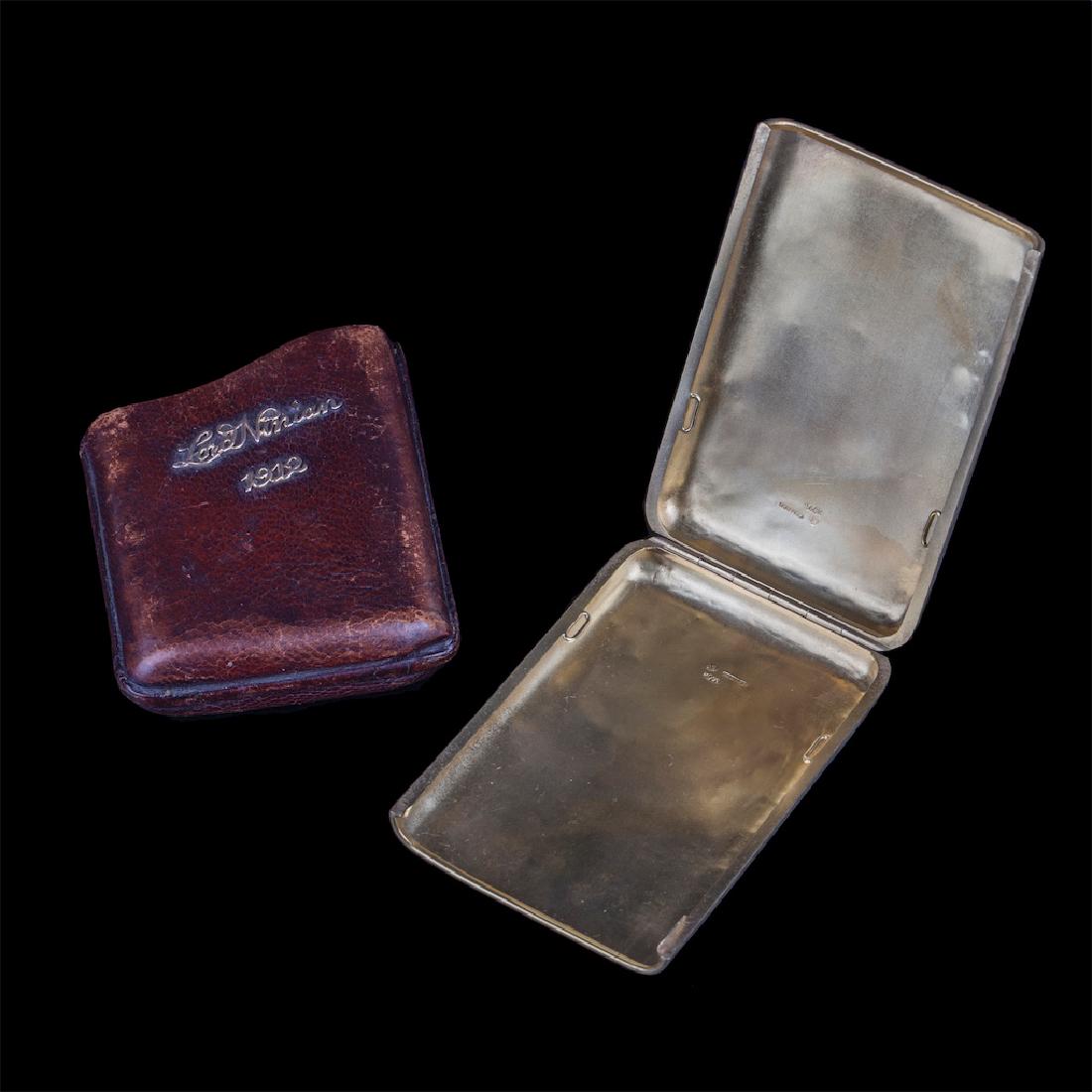 Faberge gold cigarette case in leather case sheath — image 2