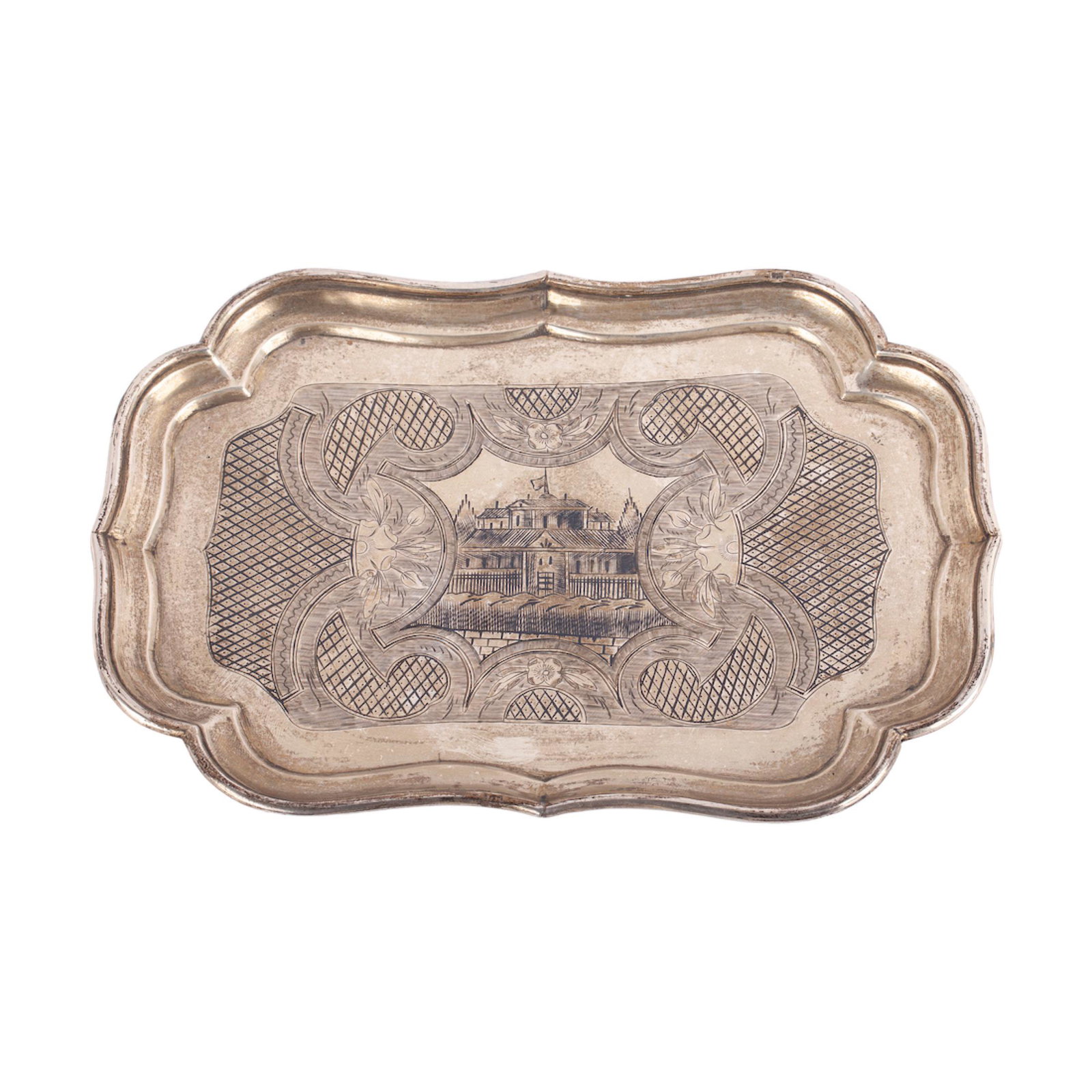 A Russian silver-gilt and niello tray — image 1
