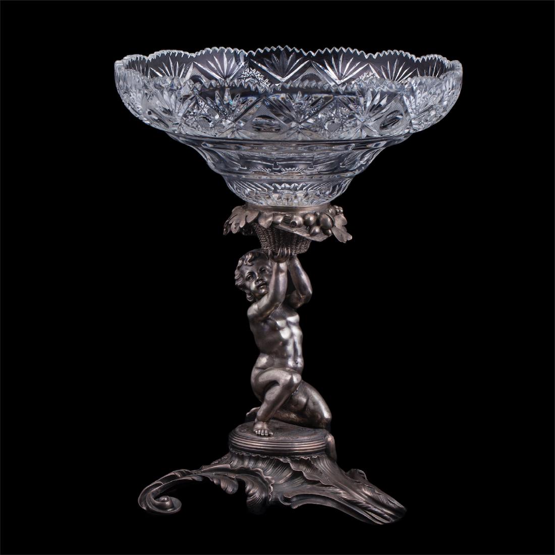 Russian silver and cut-glass vase — image 1