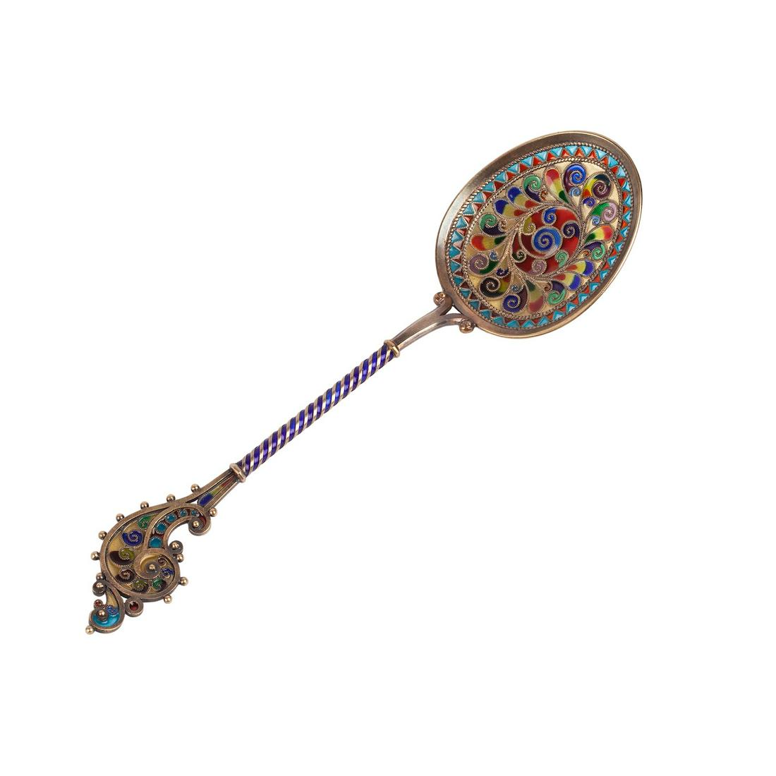 Russian plique -a-jour enamel jam spoon — image 1