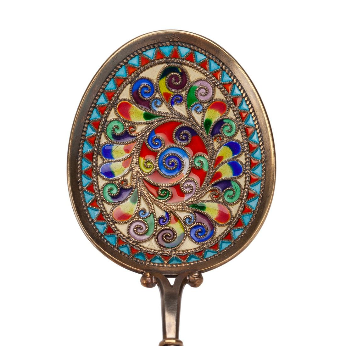 Russian plique -a-jour enamel jam spoon — image 3