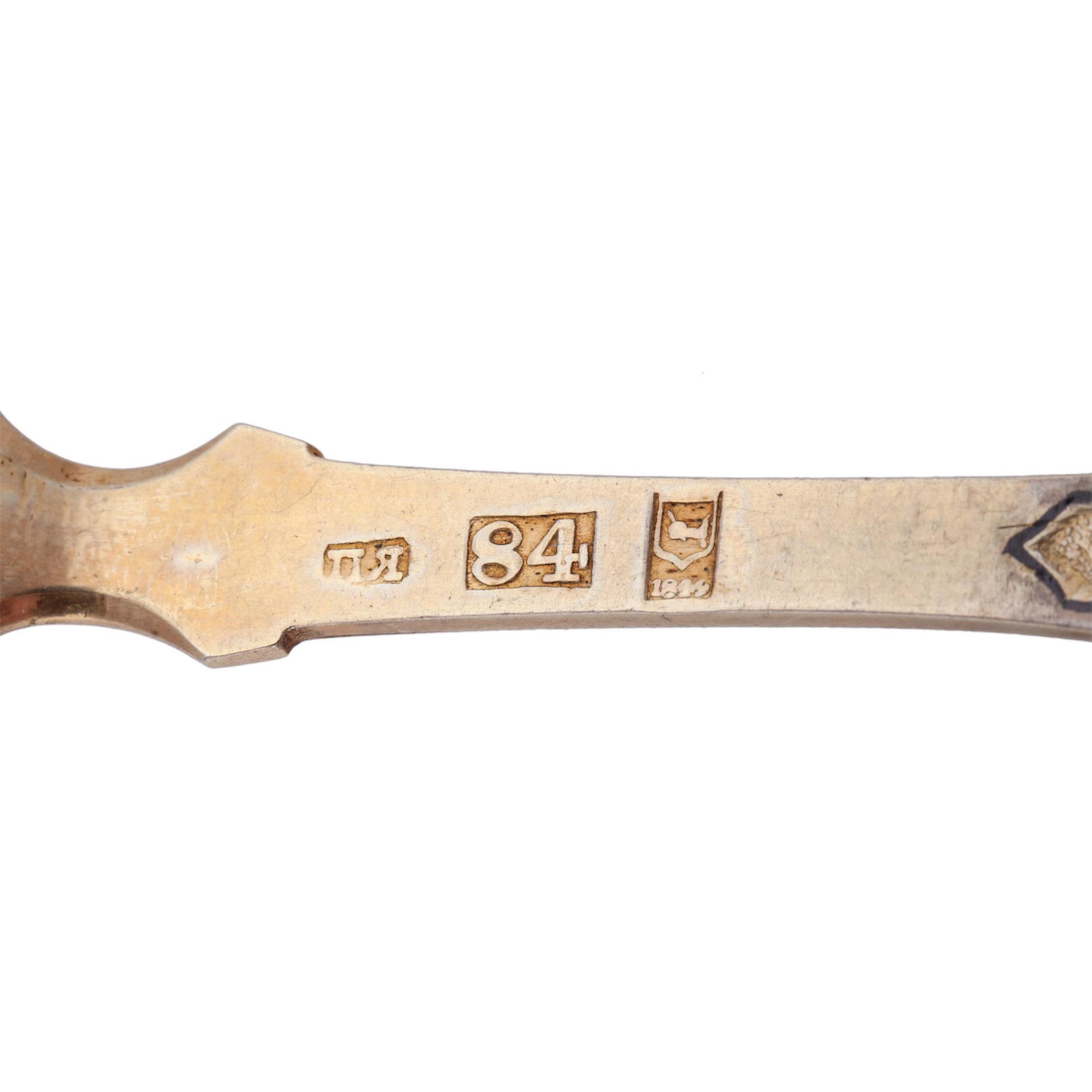 A Russian silver-gilt and niello tea spoons set — image 6