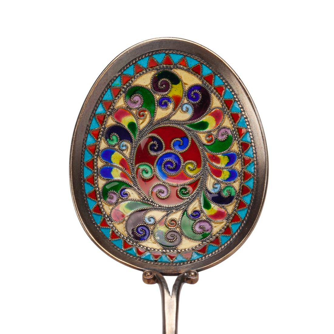 Russian plique -a-jour enamel jam spoon — image 3