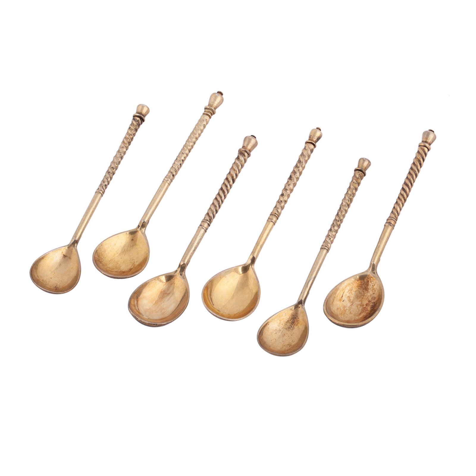 A set of 6 Russian silver and niello tea spoons — image 3