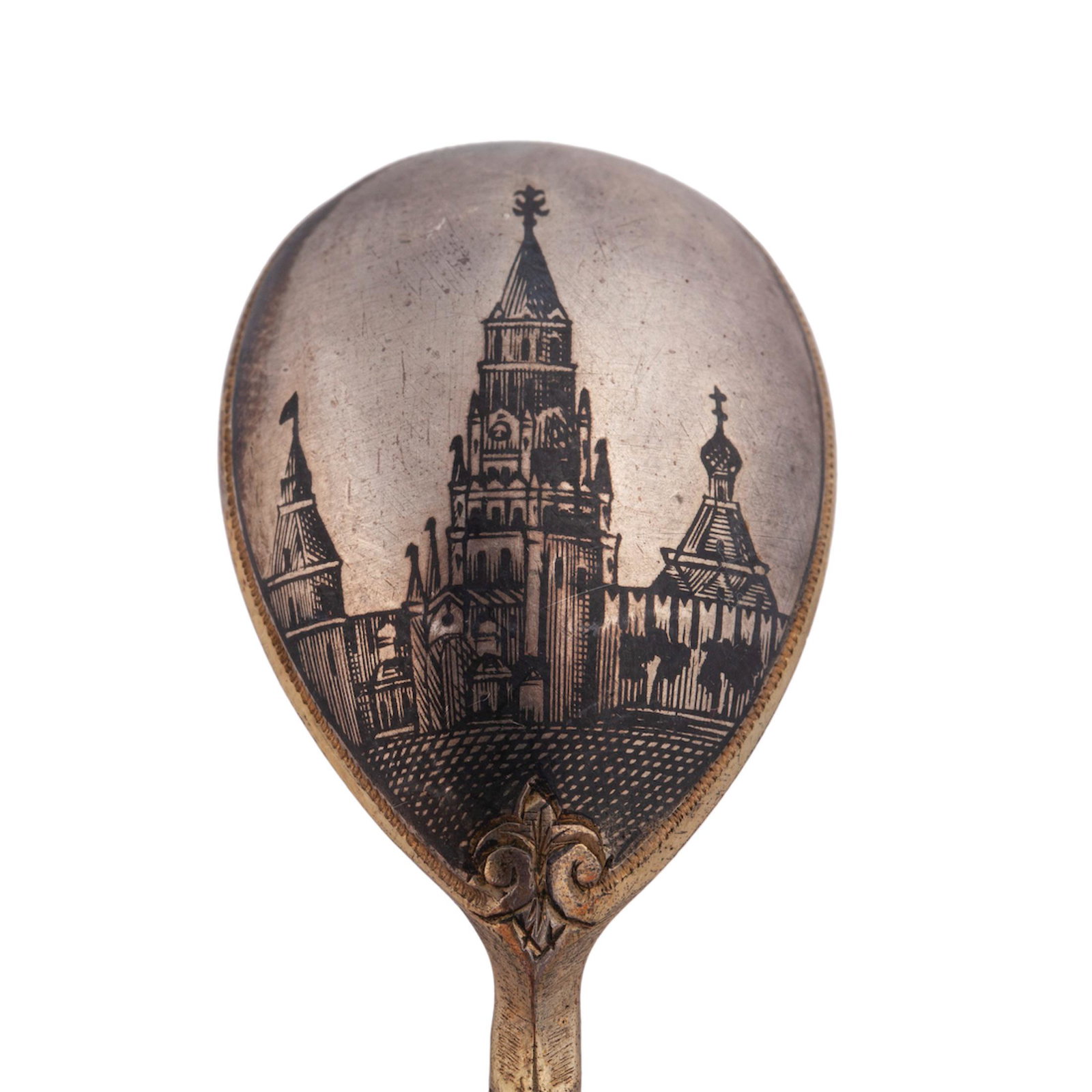 A set of 6 Russian silver and niello tea spoons — image 4
