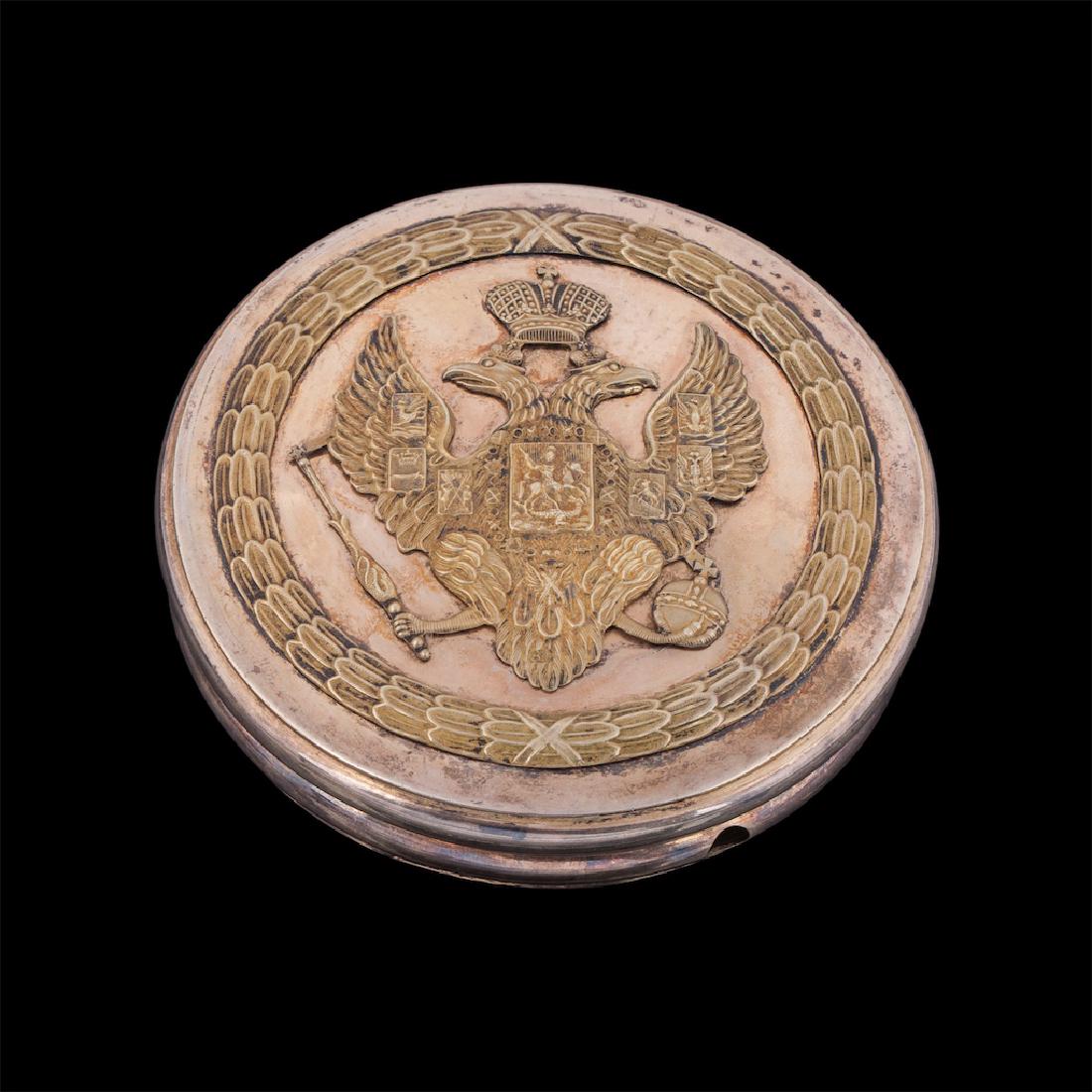 Russian silver-gilt seal box with double-headed eagle — image 1