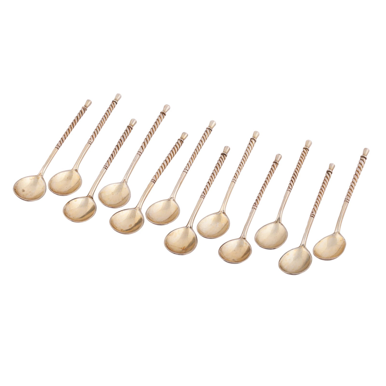 A Russian silver-gilt and niello tea spoons set — image 3