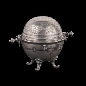 Russian white metal caviar bowl with a cooler — image 1