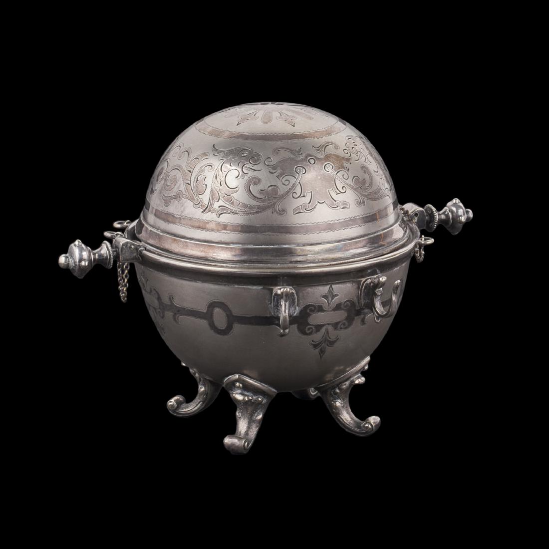 Russian white metal caviar bowl with a cooler — image 1