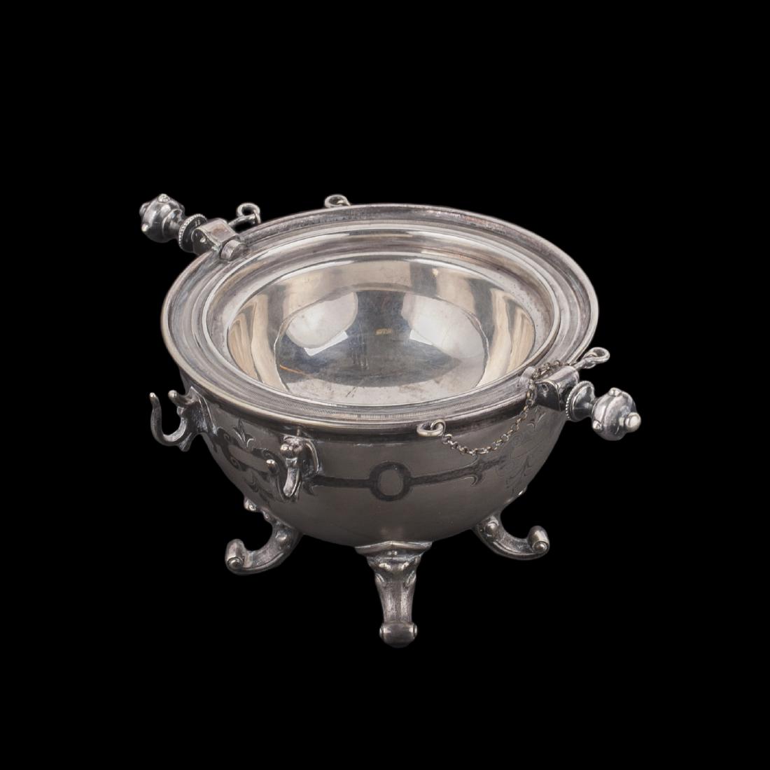 Russian white metal caviar bowl with a cooler — image 2