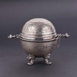 Russian white metal caviar bowl with a cooler — image 3