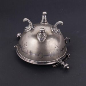 Russian white metal caviar bowl with a cooler — image 4