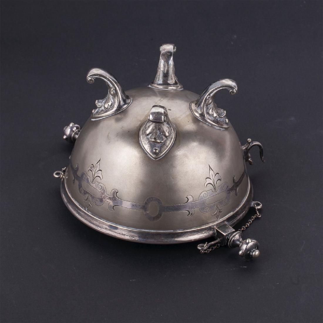 Russian white metal caviar bowl with a cooler — image 4