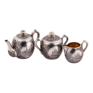 Russian silver and niello tea set — image 1