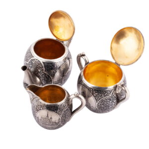 Russian silver and niello tea set — image 3