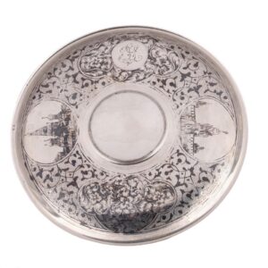 Russian silver & niello cup on a dish — image 3