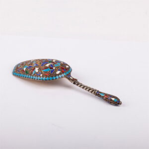 A Russian silver and enamel sugar spoon — image 3