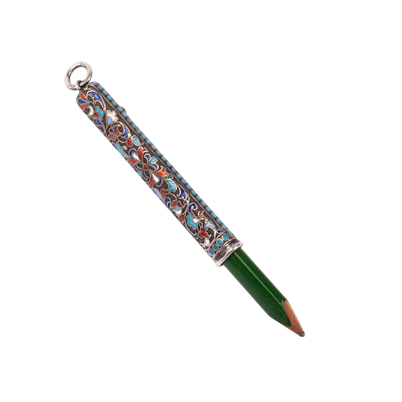 A Russian silver an enamel pencil holder — image 1