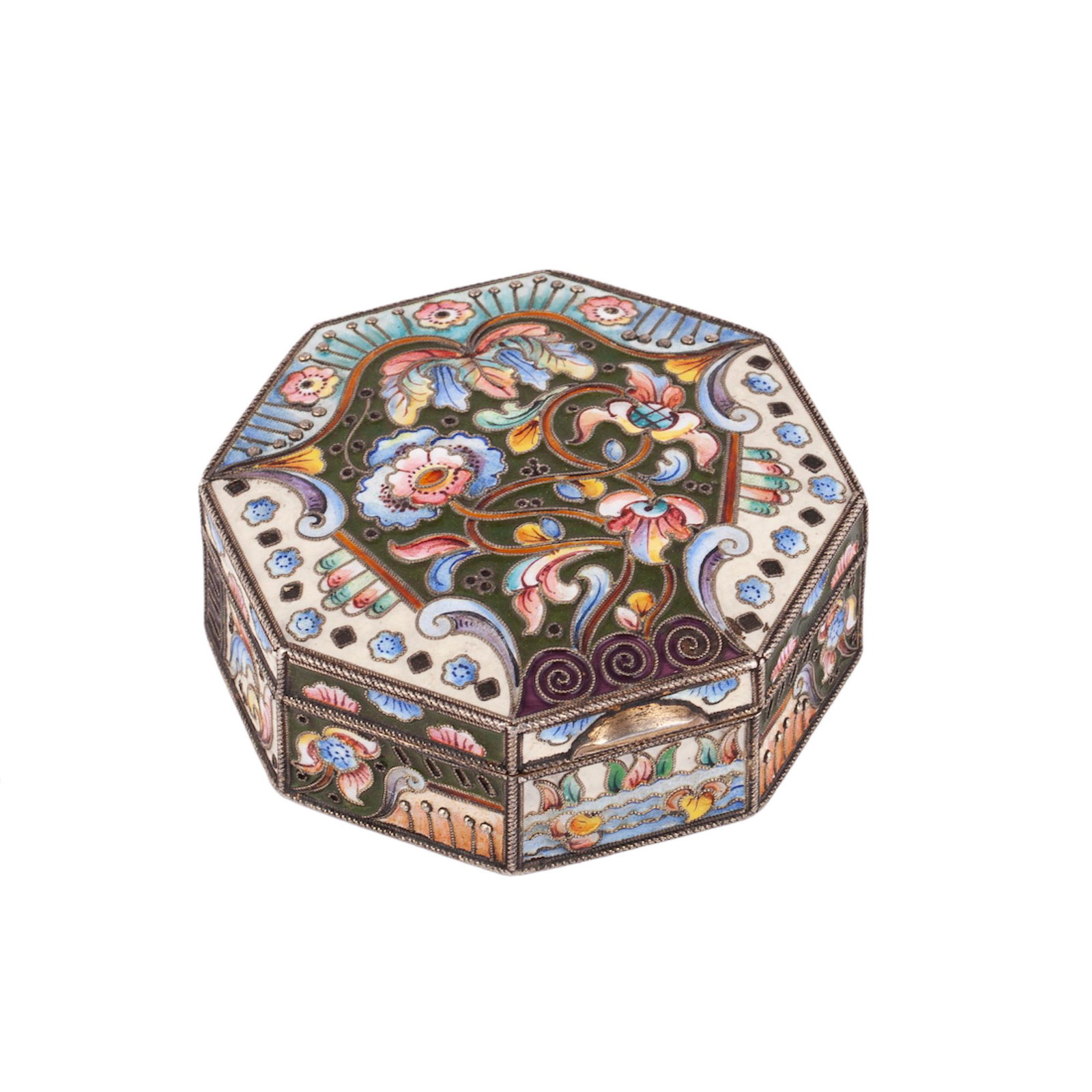 A Russian silver and cloisonne enamel snuff box — image 1