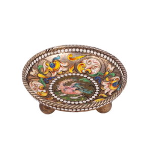 A Russian silver-gilt and painted enamel saucer — image 1