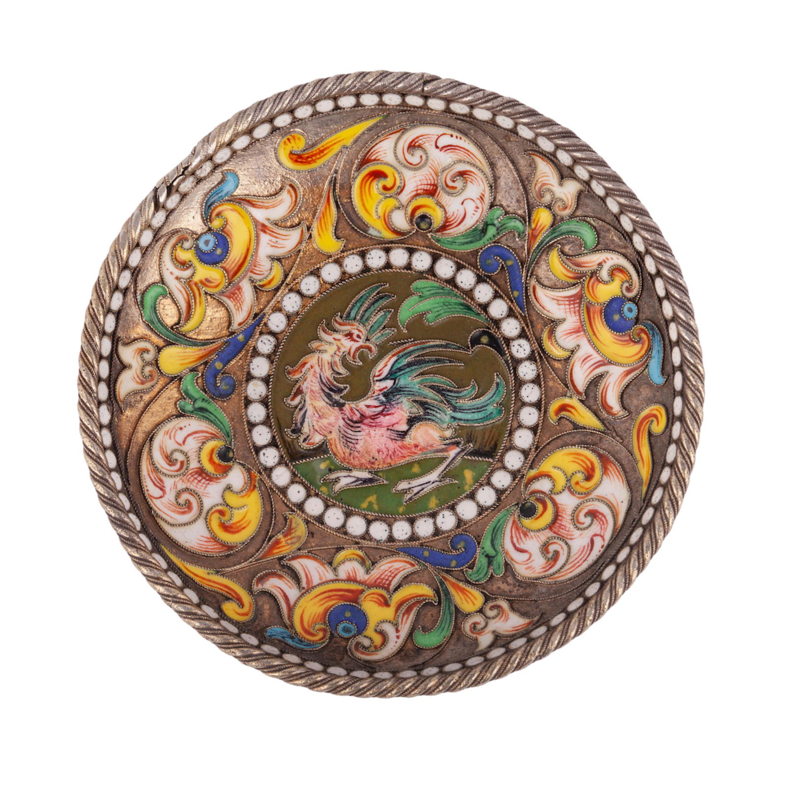 A Russian silver-gilt and painted enamel saucer — image 2