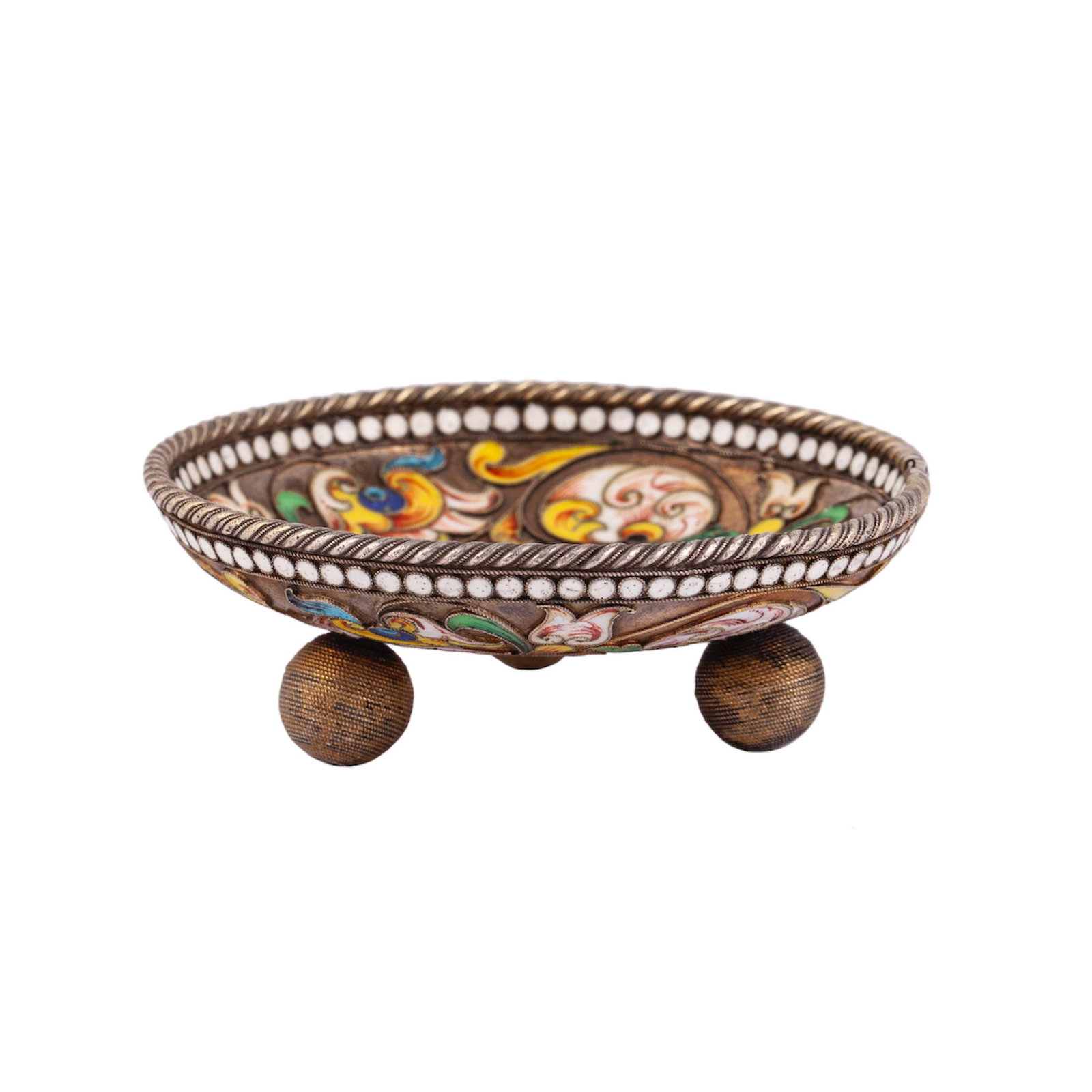 A Russian silver-gilt and painted enamel saucer — image 3