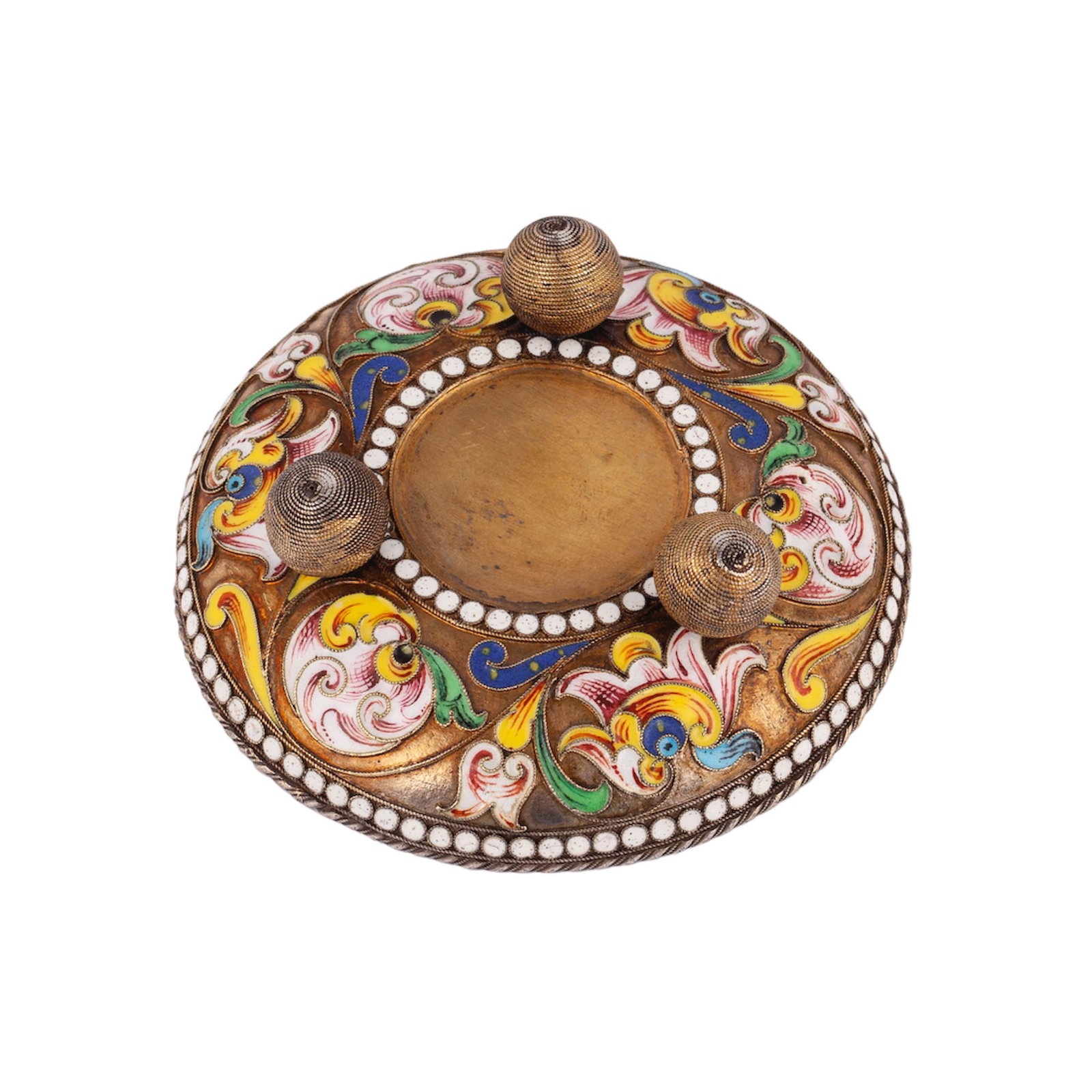 A Russian silver-gilt and painted enamel saucer — image 4