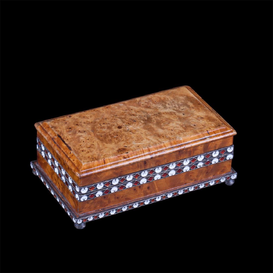 Russian silver and enamel box with inscription — image 1