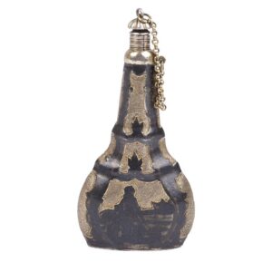 Russian silver and niello flask with Genre scene — image 1