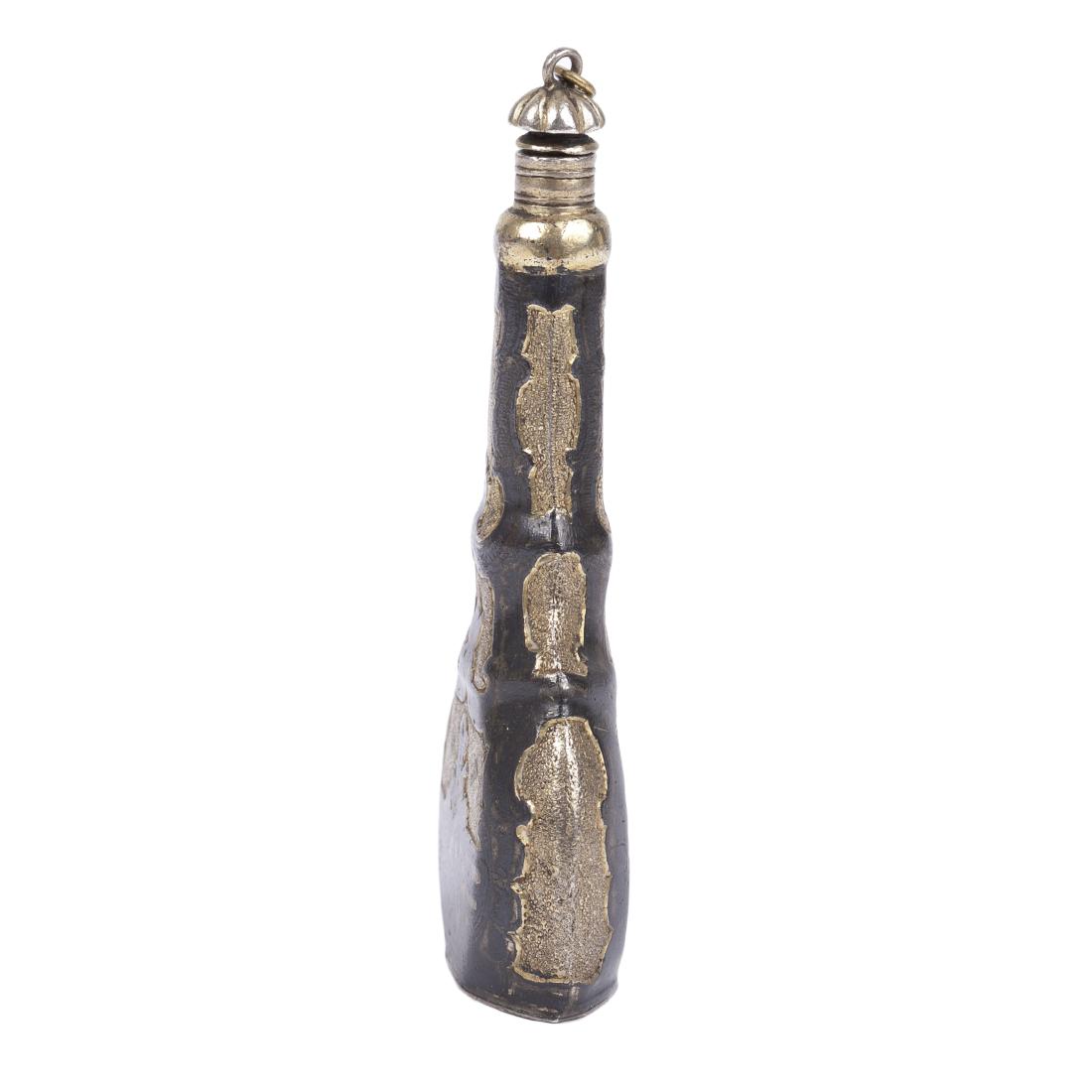 Russian silver and niello flask with Genre scene — image 2