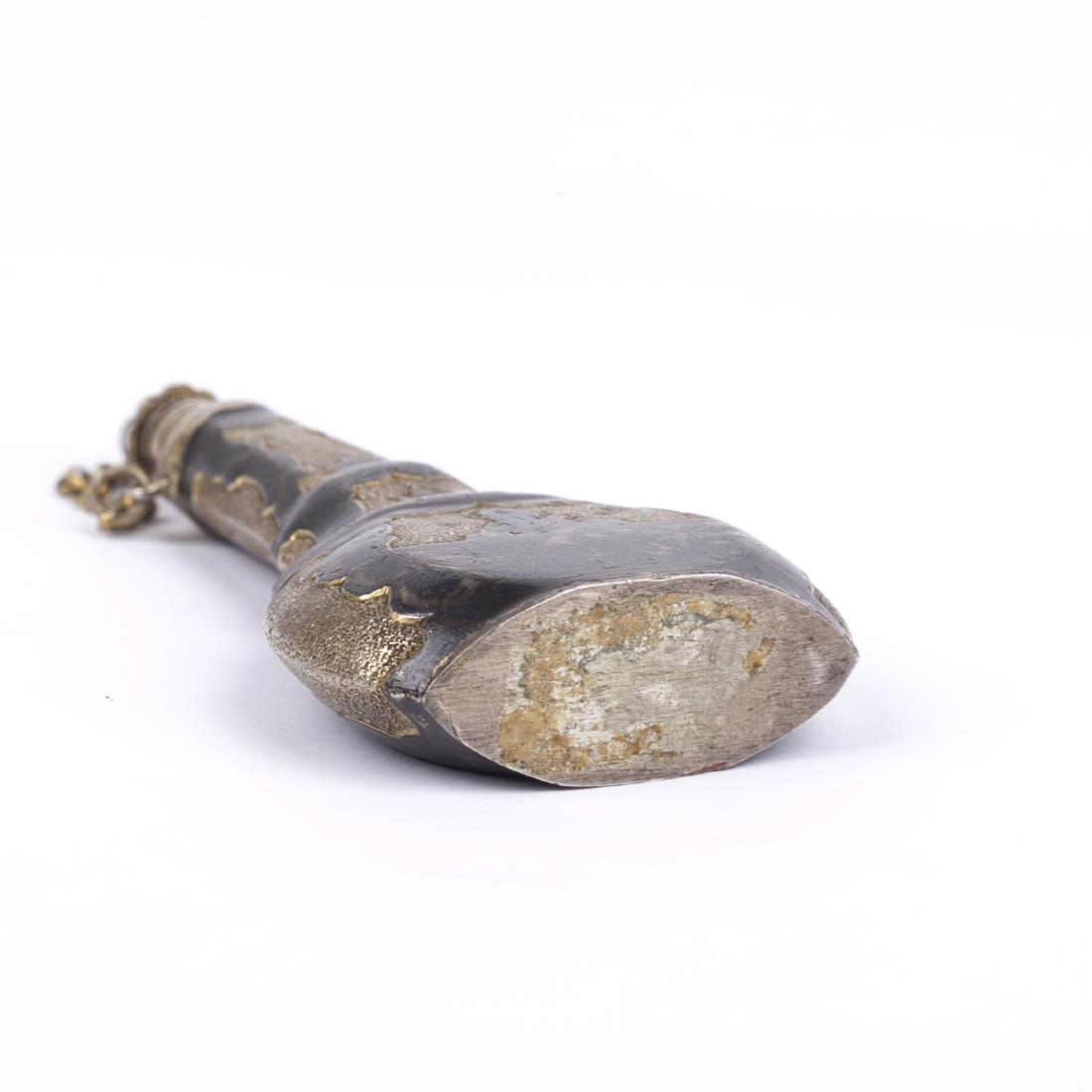 Russian silver and niello flask with Genre scene — image 4