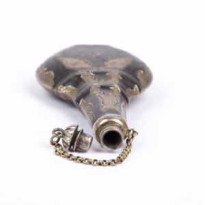 Russian silver and niello flask with Genre scene — image 5