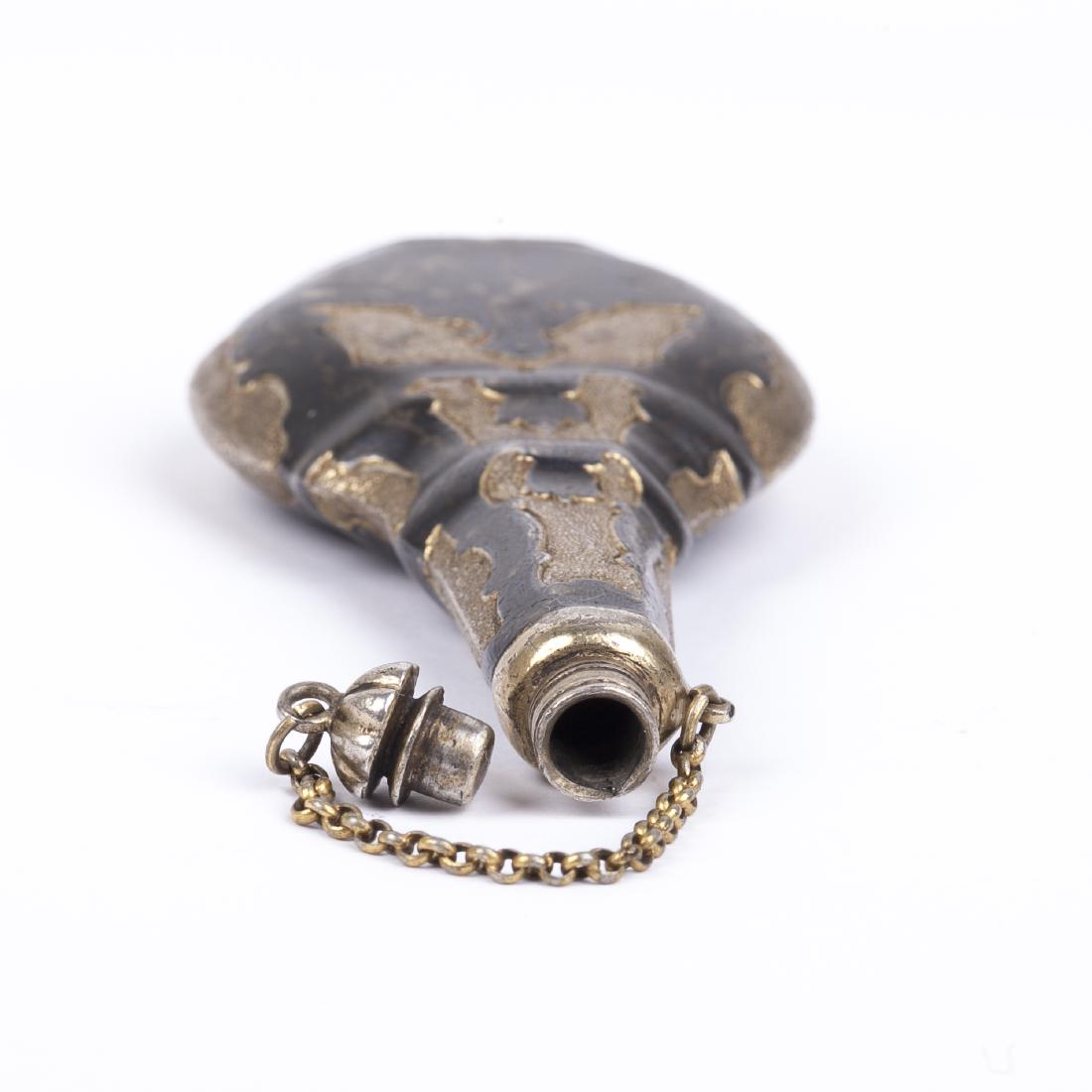 Russian silver and niello flask with Genre scene — image 5