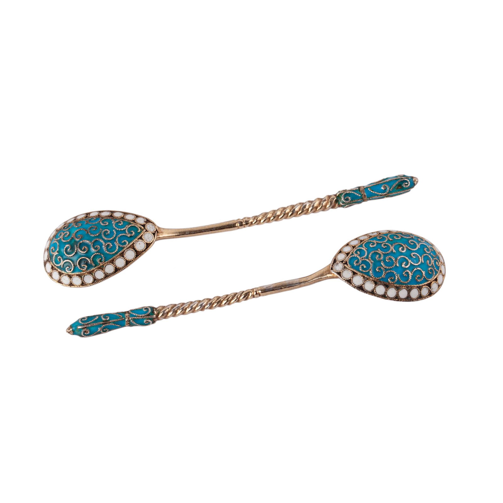 A pair of massive silver and enamel salt cellars — image 2