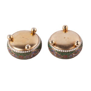 A pair of massive silver and enamel salt cellars — image 4